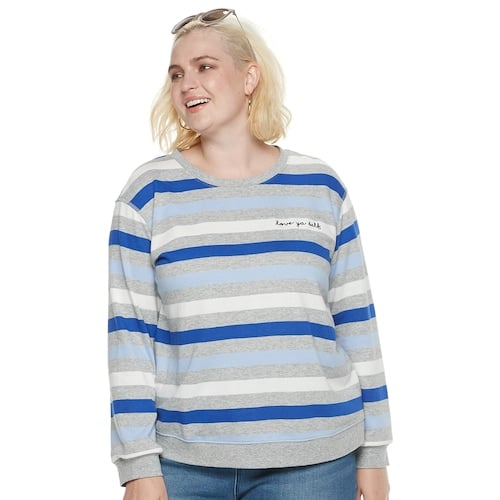 POPSUGAR Plus Size "Love Ya Self" Striped Sweater
