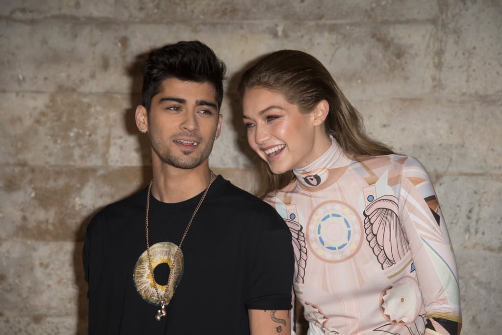 While you may get excited when your significant other takes you out to dinner, Gigi Hadid and Zayn Malik's date nights are just a tad different. On Sunday, the couple made a strikingly gorgeous appearance at Givenchy's runway presentation during Paris Fashion Week. Gigi practically glowed in a white denim skirt and printed turtleneck, while Zayn showed off his new look, which he recently debuted on Instagram. The genetically-blessed pair took in the show from the front row, where they joined pals Kim and Kourtney Kardashian, who have been taking PFW by storm.

    Related:

            
                            
                    Gigi Hadid and Zayn Malik Are One Ridiculously Good-Looking Couple
                
                            
                    Gigi Hadid and Zayn Malik&apos;s Relationship Timeline Is Rich With Romantic Moments
                
                            
                    24 Hot Moments That Will Make You Want Zayn Malik Even More