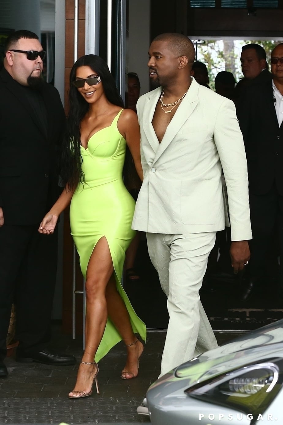 Kim Kardashian Green Dress at 2 Chainz ...