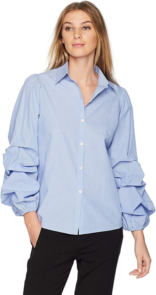 Lark & Ro Woven Shirt with Pintucked Sleeve