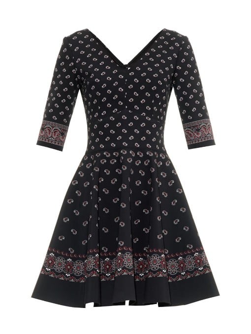 Emilio De La Morena Paisley-Print Stretch-Silk Skater Dress ($1,221)