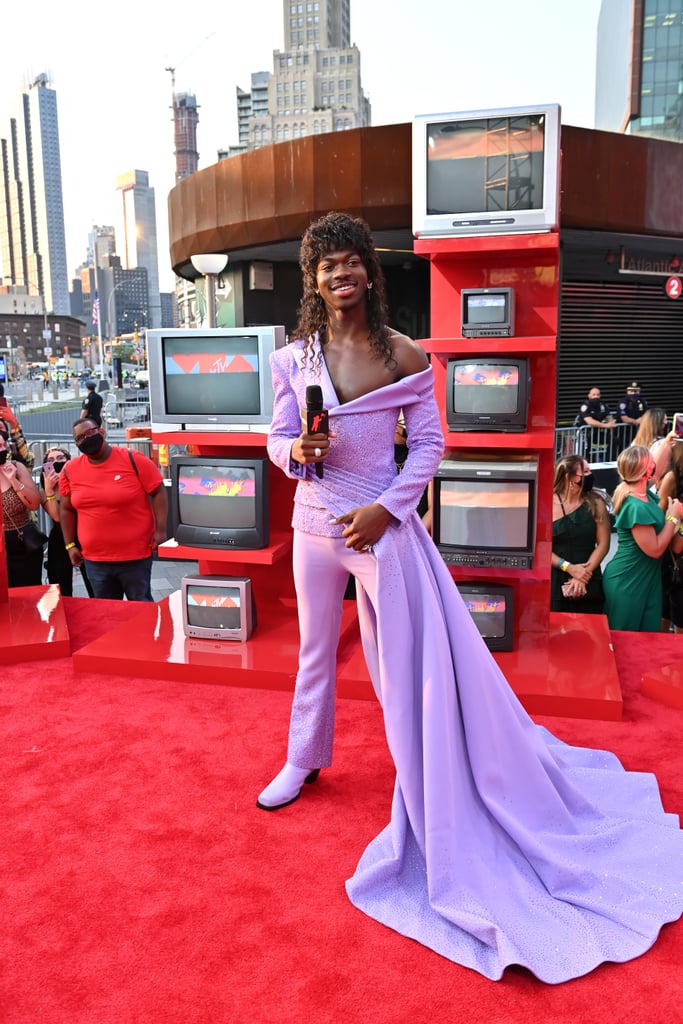 See Lil Nas X's Lilac Atelier Versace Pantsuit at the VMAs
