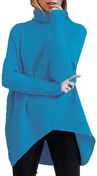 Turtleneck Long Sleeve Sweater in Royal Blue