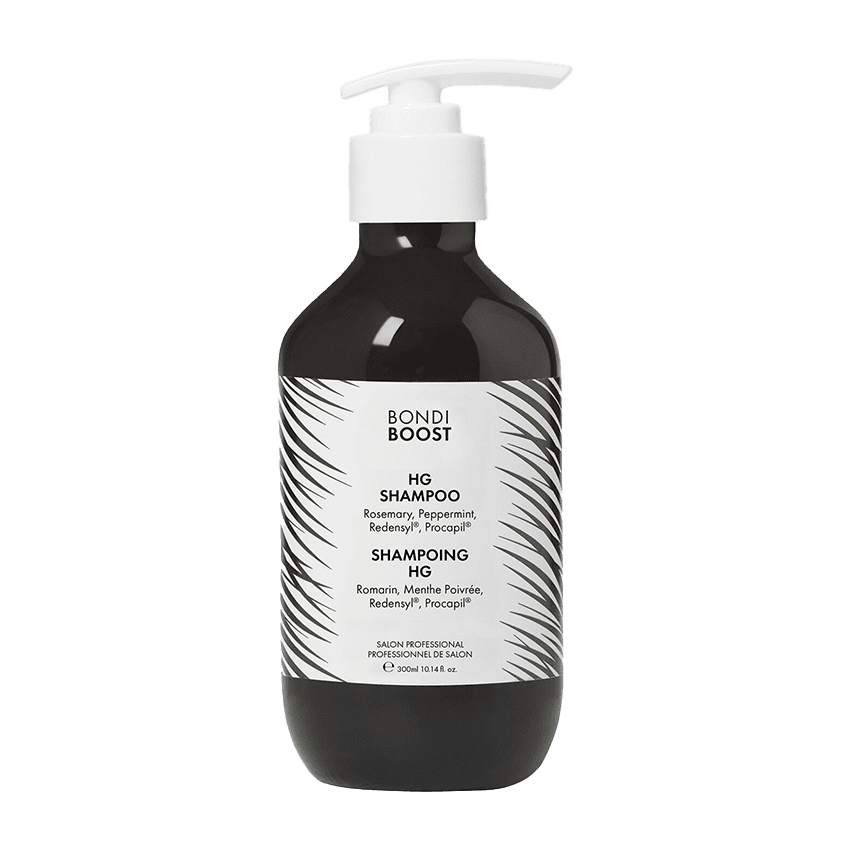 Bondi Boost HG Shampoo ($30)
If you really mean business, you probably own more than one shampoo, based on your unique needs. For example, in the winter you may use a shampoo that's made to combat seasonal dryness and an itchy scalp. If you recently went blonde, you likely keep a bottle of purple shampoo in your bathroom to prevent brassiness. Or perhaps you notice your hair is shedding more than usual, in which case, you can round out your rotation with a shampoo specifically formulated for thinning hair, like the Bondi Boost HG Shampoo. This sulfate-free shampoo uses extracts, such as rosemary and peppermint, to address signs of thinning or fallout. In addition to deeply cleansing your hair, it can also purify the scalp and create a healthier environment for hair to grow.