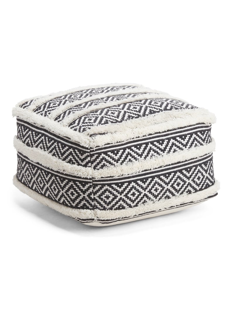 Tufted Stripe Wool Blend Pouf