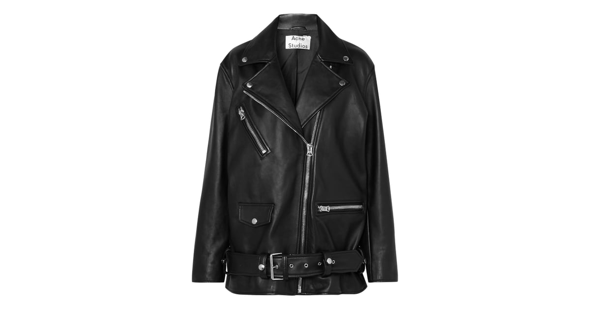 Acne Studios Myrtle Oversized Leather Biker Jacket Hailey Baldwin S Oversize Leather Jacket Looks Like It Came Straight Out Of Justin Bieber S Closet Popsugar Fashion Photo 9