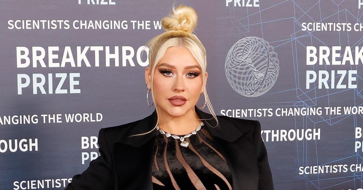 Christina Aguilera’s Bra-Baring Catsuit Is Covered in Sheer Zebra Stripes