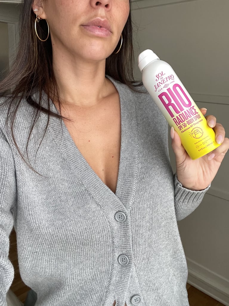Sol de Janeiro Rio Radiance SPF 50 Body Spray Sunscreen on Olive Skin