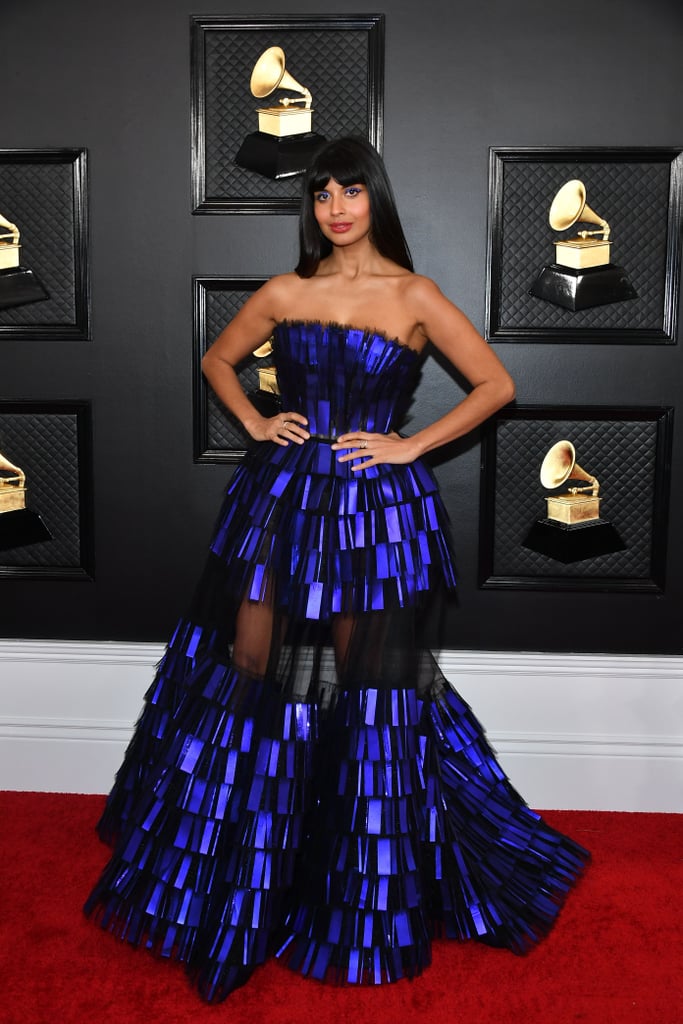 Jameela Jamil Wore $52 ASOS Boots Under Her Grammys Dress