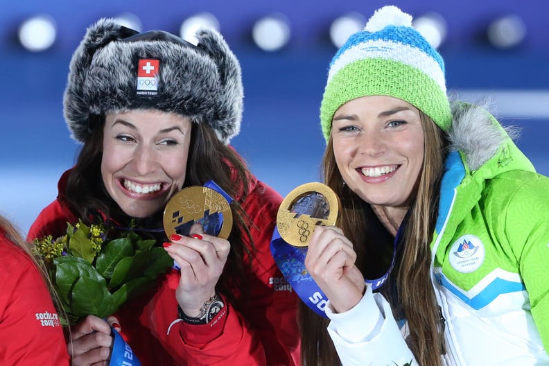 And they posed with their golds during the medal ceremony.