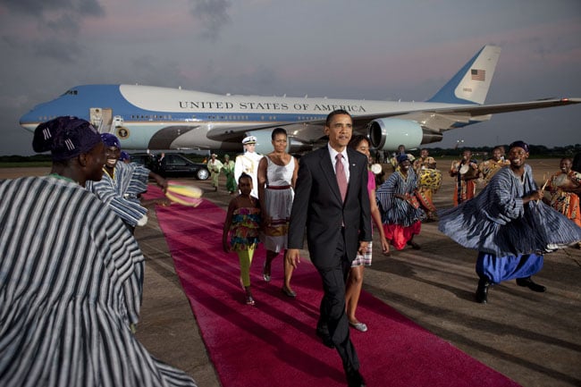 Bidding farewell to Ghana alongside dancers and the first family.
