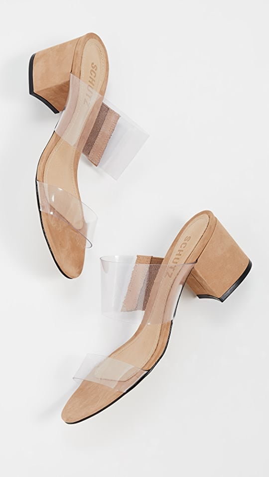 Schutz Victorie Slides ($118)
If you want a little lift, go with these heels. They're supremely versatile and comfortable. They're also sturdy, and can withstand cobblestone streets, grass, and even sandy paths.