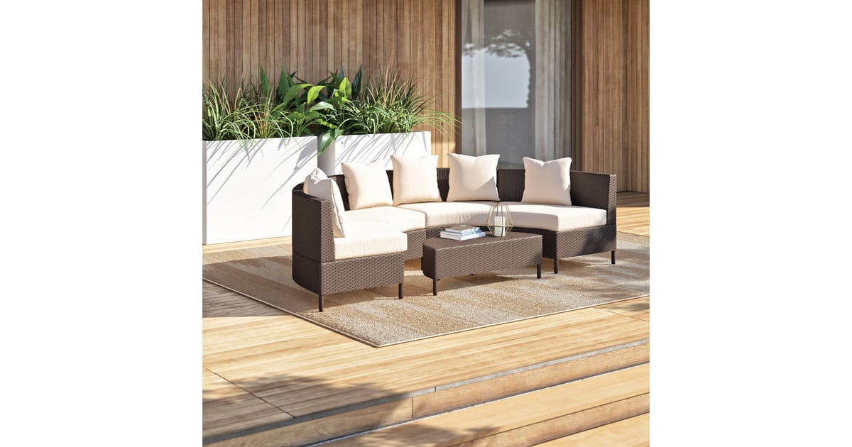 Dowd 5 Piece Rattan Sectional Seating Group with Cushions Best