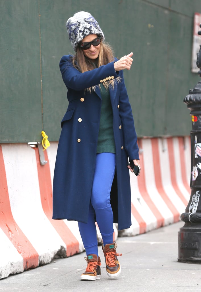 Sarah Jessica Parker gave someone a thumbs-up while out and about in NYC on Wednesday.