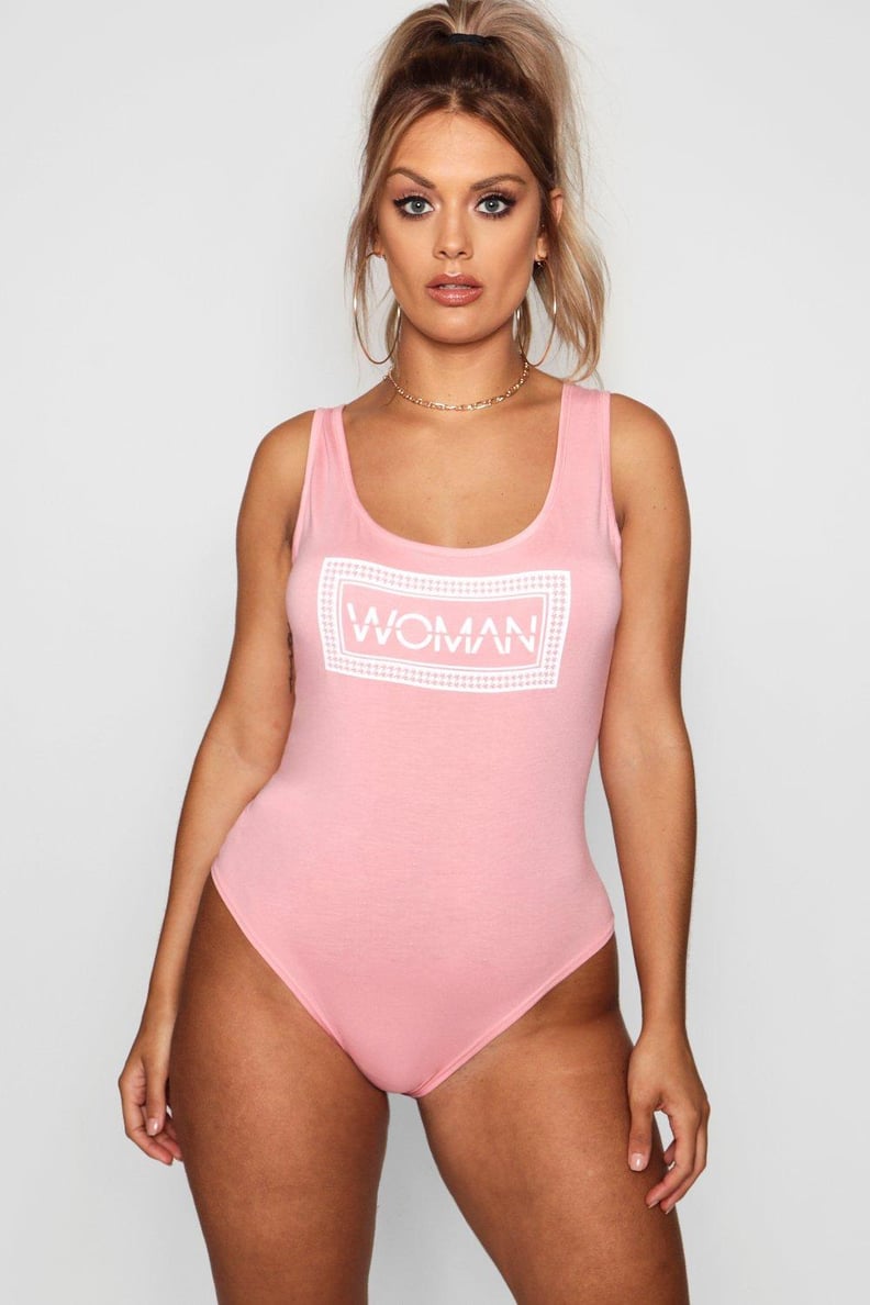 Boohoo Woman Boxed Slogan Bodysuit