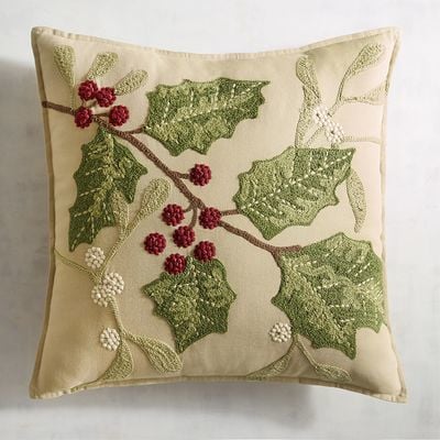 Traditional Holly Leaves Pillow ($35)