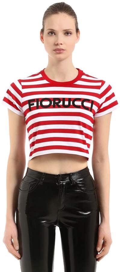 Fiorucci Striped Super Cropped Jersey T-Shirt