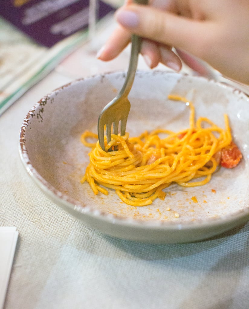 Create a spicy tomato sauce with hot salami.