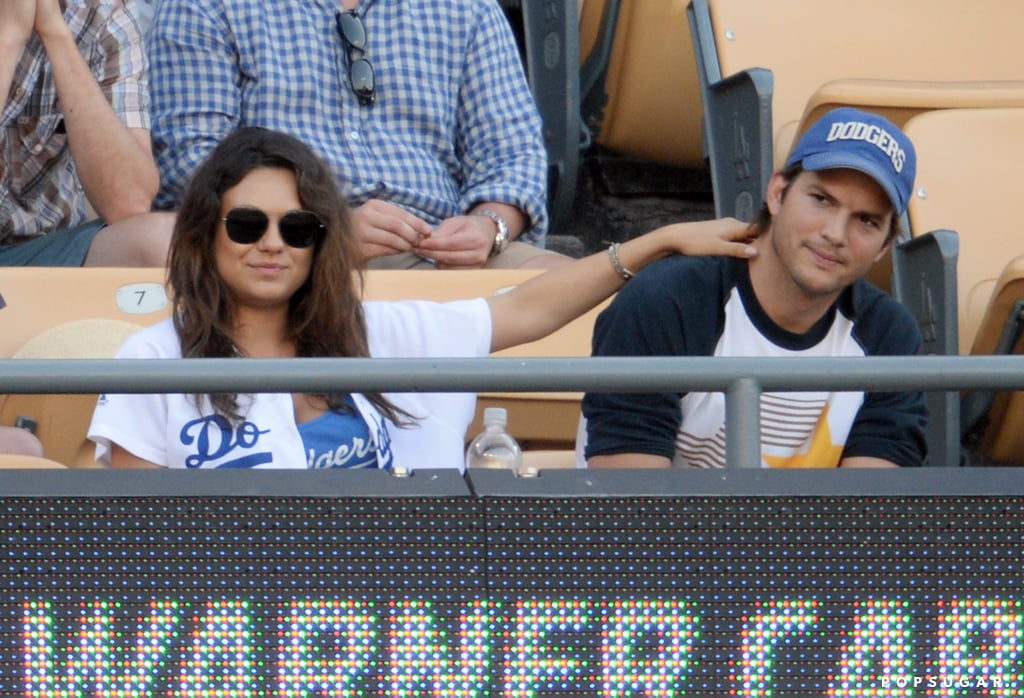 Mila Kunis and Ashton Kutcher LA Dodgers Game PDA Pictures