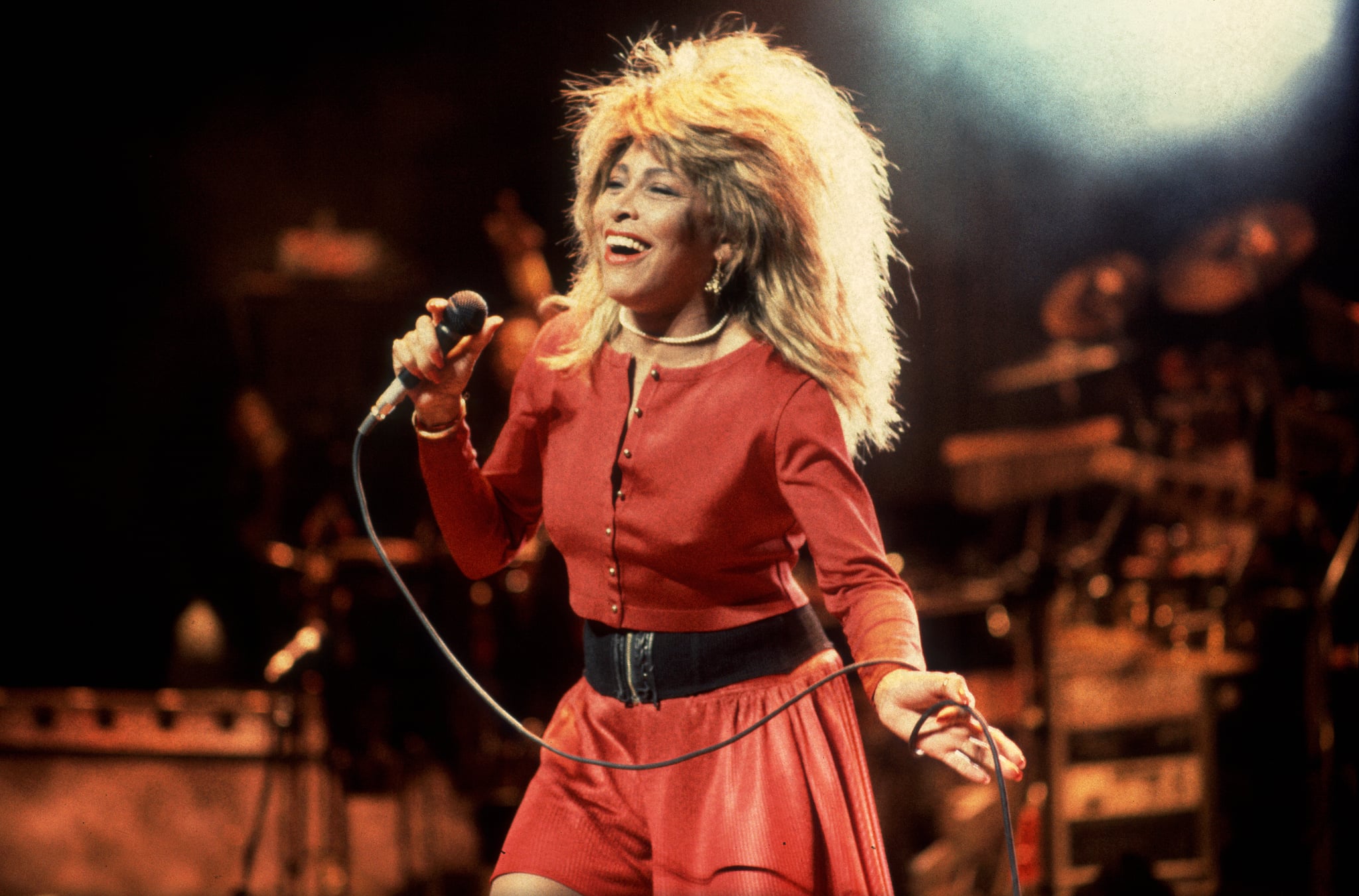 American R&B and Pop singer Tina Turner performs onstage at the Poplar Creek Music Theatre, Hoffman Estates, Illinois, September 12, 1987. (Photo by Paul Natkin/Getty Images)