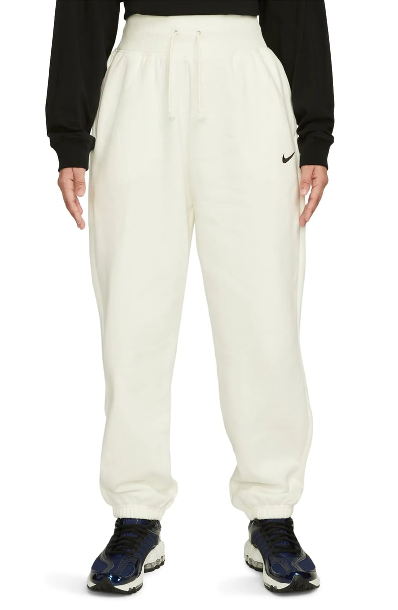 Beige Sweatpants, High Rise Joggers, Warm Fleece Sweatpants for