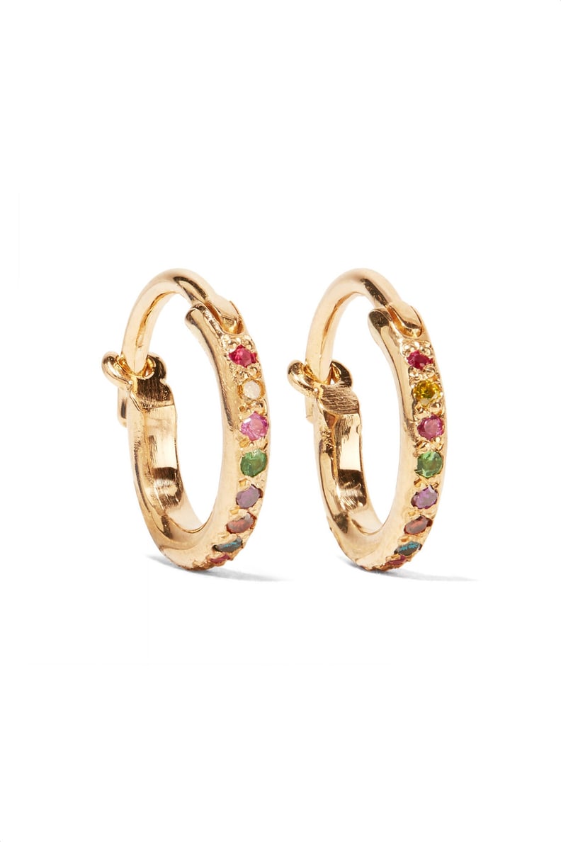 Ileana Makri Mini Rainbow 18K Gold Multistone Earrings