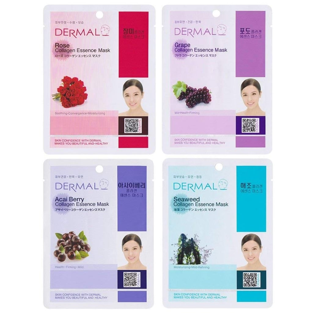 DERMAL Collagen Essence Full Face Facial Mask Sheet, 16 Combo Pack