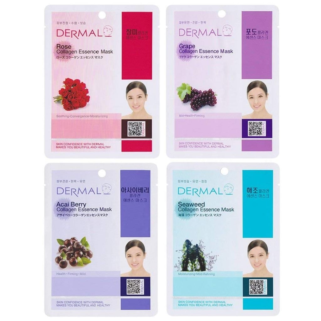 Dermal Collagen Essence Full Face Facial Mask Sheet, 16 Combo Pack