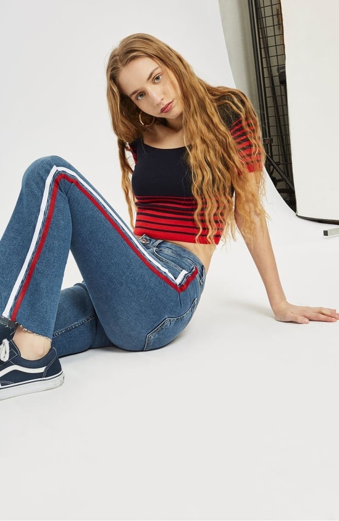 Topshop MOTO Jamie Side Stripe Flared Jeans | Fall New Releases From ...