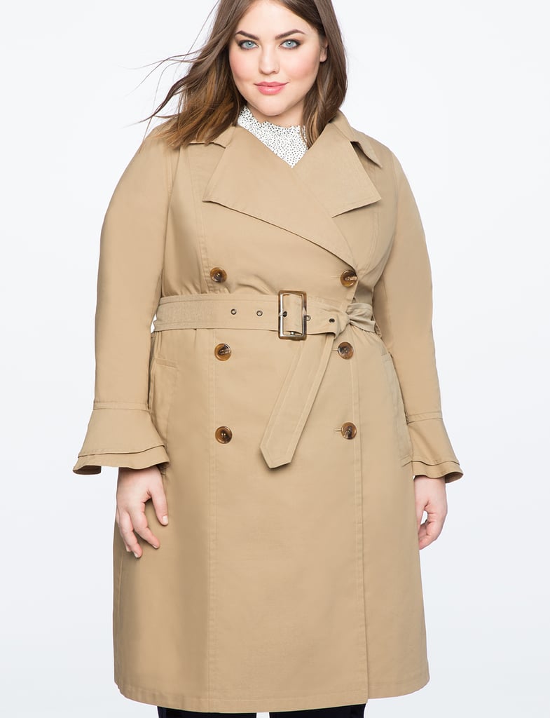 Eloquii Ruffle Sleeve Trench Coat