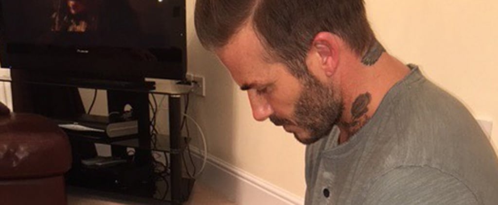 David Beckham Sewing Dresses Instagram Photo 2016