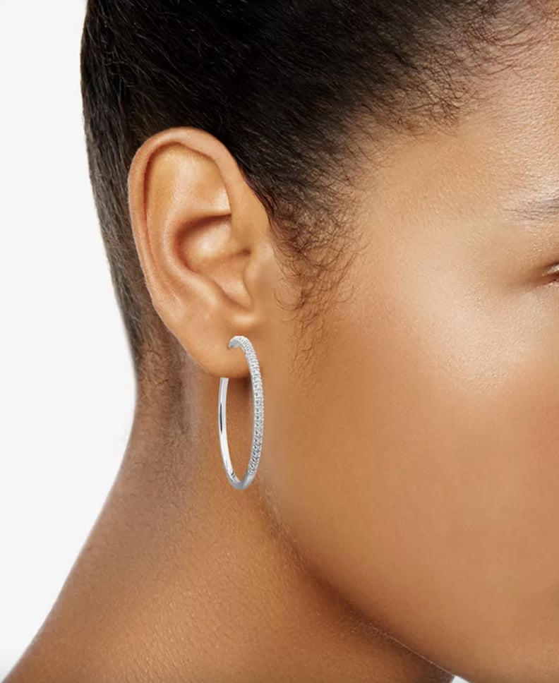 Macy's Diamond Hoop Earrings in Sterling Silver