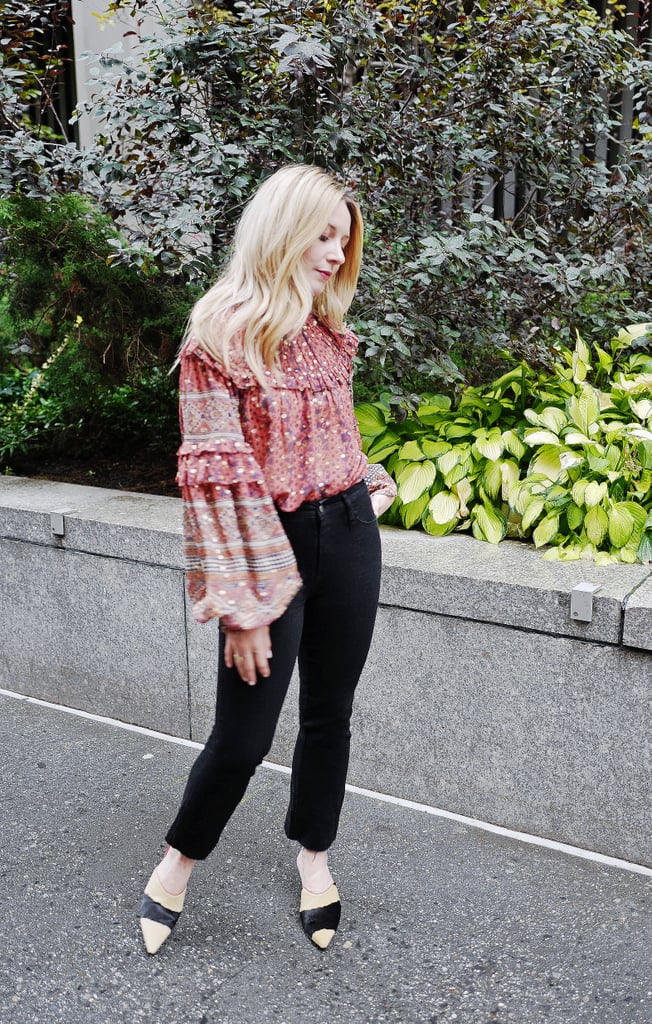 Easy Outfit Ideas: Jeans, a Blouse, and Heels