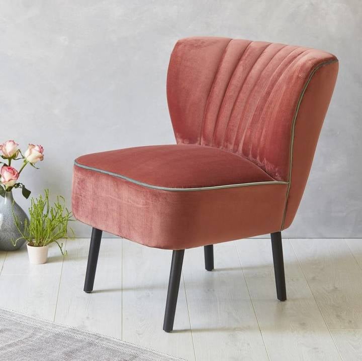 Fern & Grey Blush Pink Velvet Mid Century Cocktail Chair