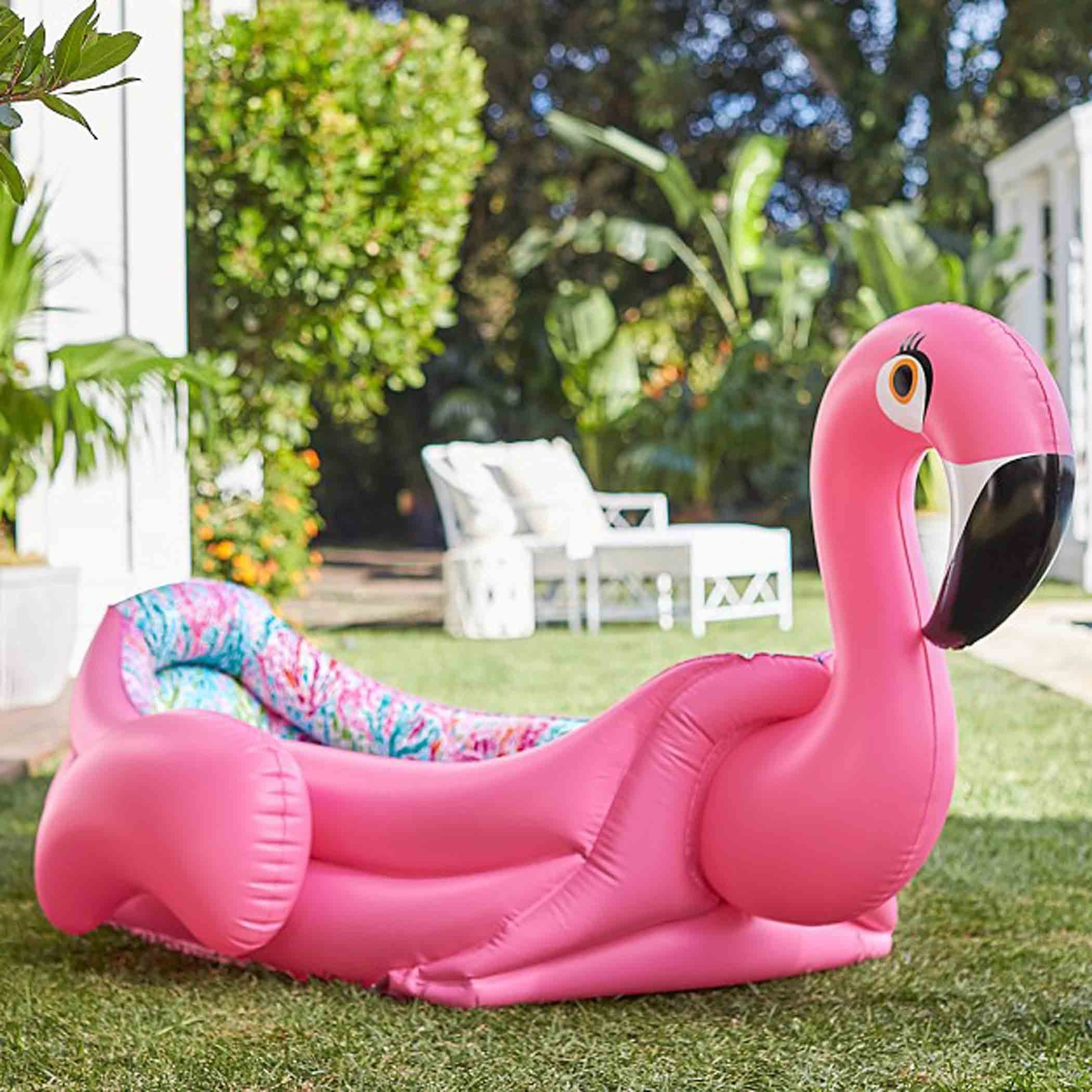 Fanciful store flamingo float