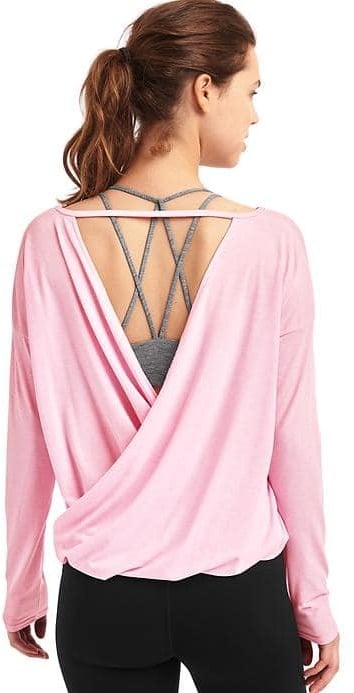 Gapfit Breathe Drape Back Long Sleeve Top Red And Pink