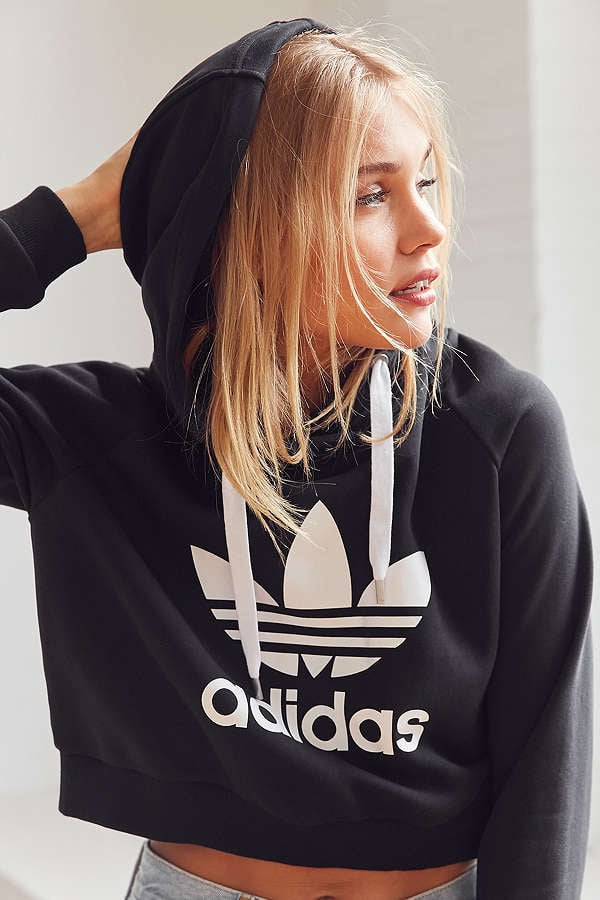 adidas originals trefoil crop hoodie