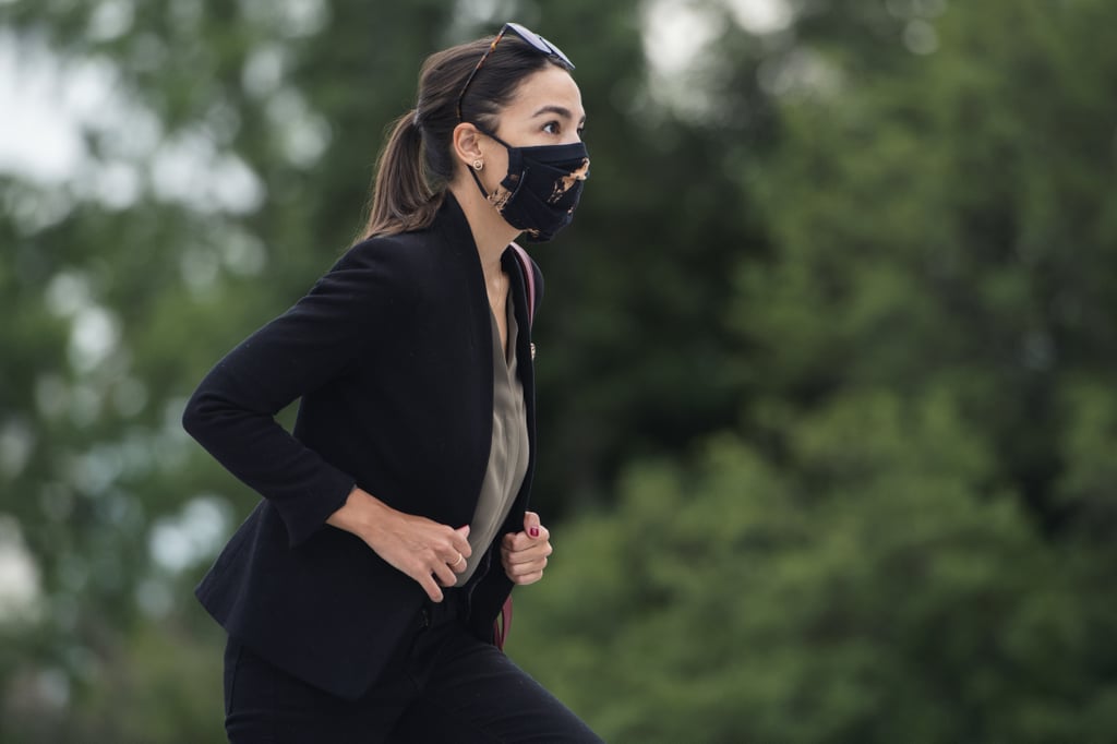 Alexandria Ocasio-Cortez Carrying Red Telfar Shopping Tote