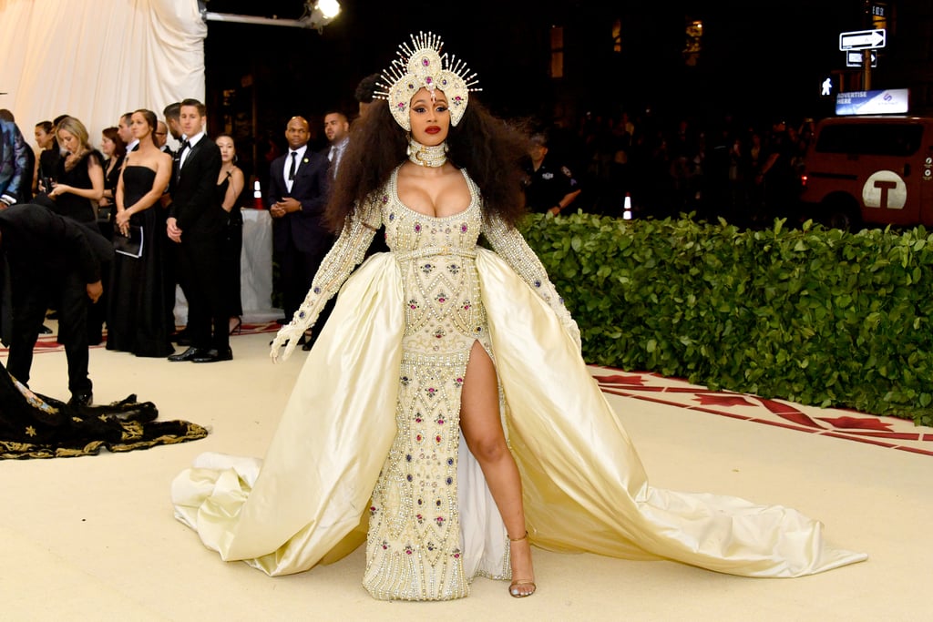 Cardi B's Moschino by Jeremy Scott Dress and Headpiece at the 2019 Met Gala