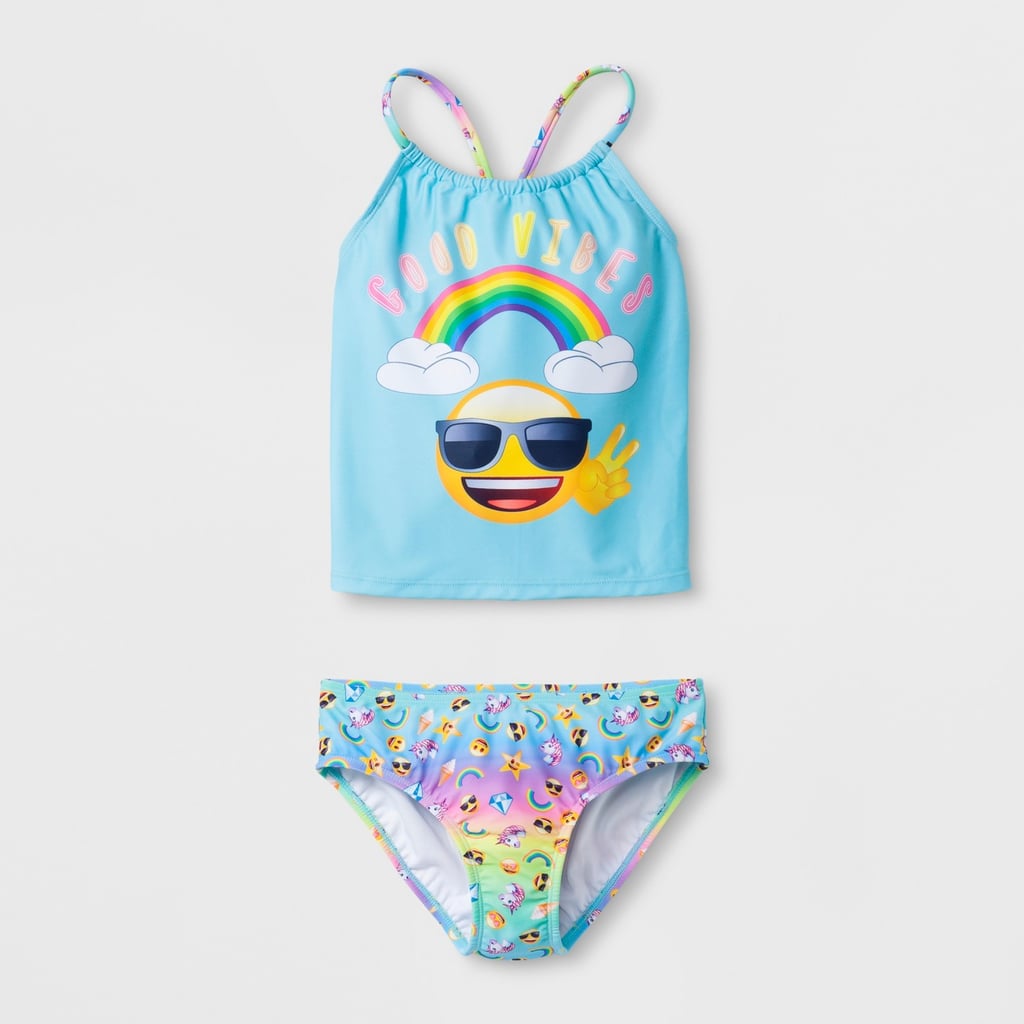 Girls' Emoji Good Vibes Tankini Set