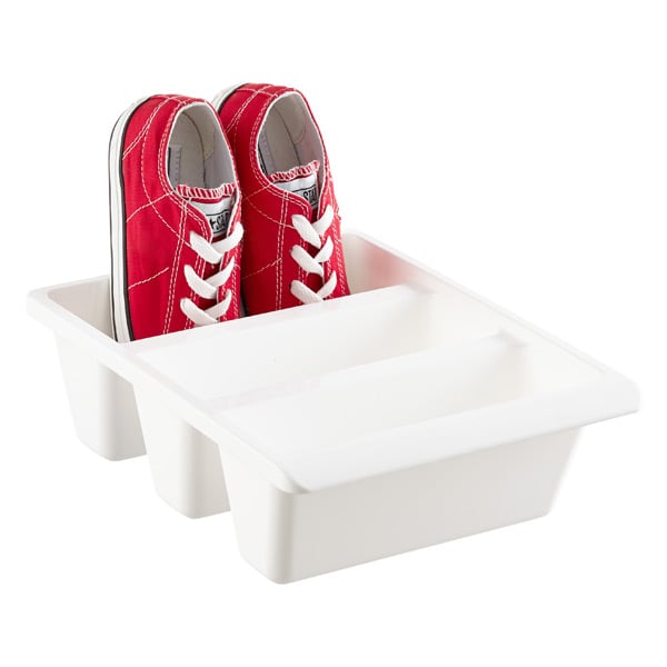 White 3-Section Shoe Bin