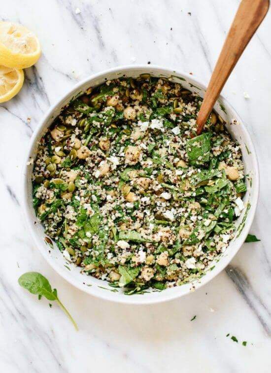 Herbed Quinoa and Chickpea Salad With Lemon-Tahini Dressing