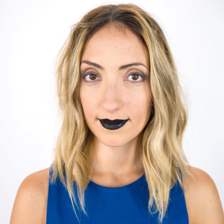 Coat lips with black stain Superhero Halloween Makeup Tutorial