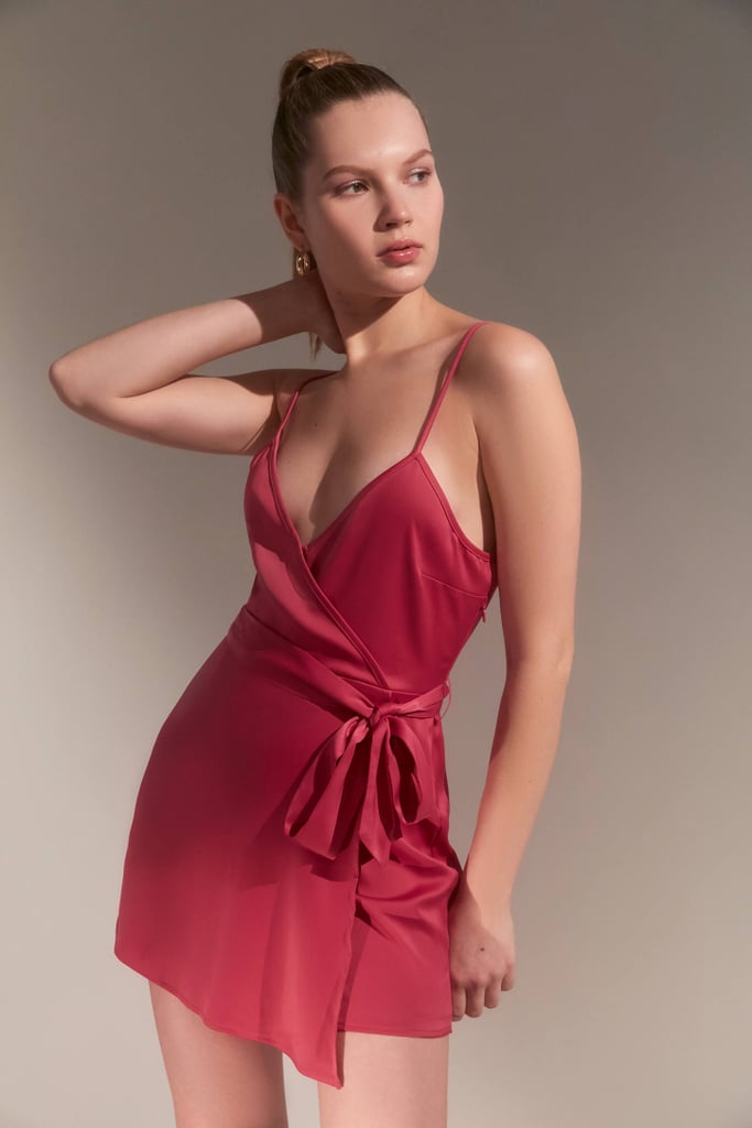 UO Riva Satin Wrap Romper