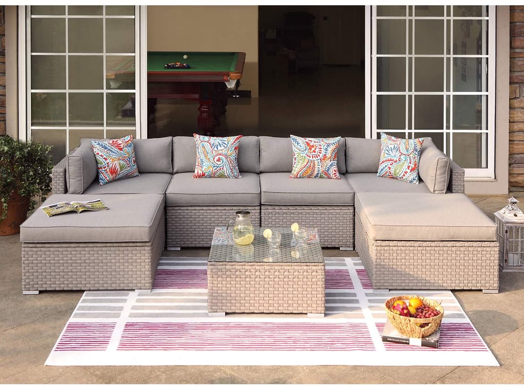 COSIEST 7 Piece Outdoor Furniture Warm Family Sectional Turn
