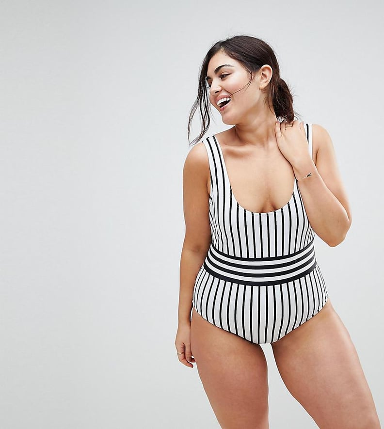 Asos Design Mono Stripe Swimsuit