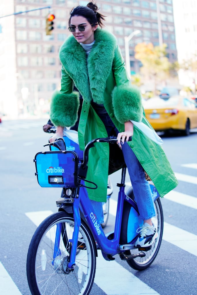 Kendall Jenner Green Coat on Her Birthday in NYC 2018