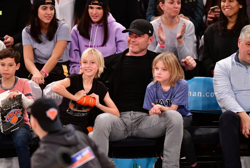 Liev Schreiber and His Sons at Basketball Game in NYC 2017