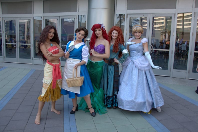 Moana, Belle, Ariel, Merida, and Cinderella