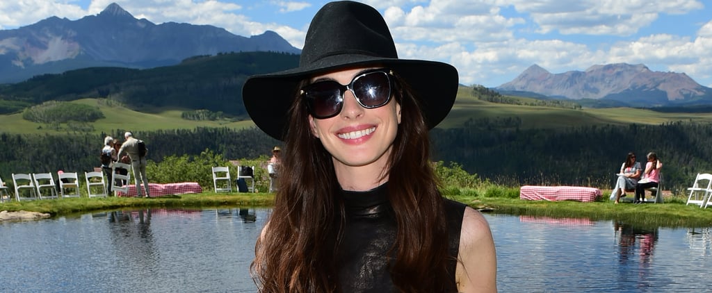Anne Hathaway Styles a Cutout Top With a Neon Bra on Colorado Trip